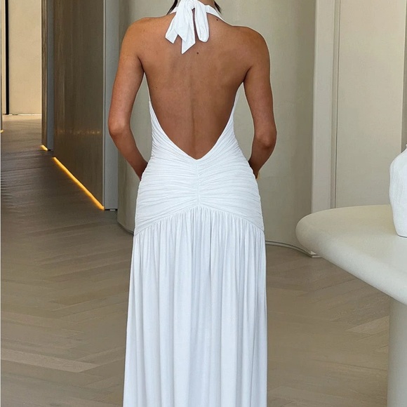 Melania White Plunge Maxi Dress - Picture 4 of 6